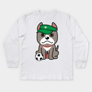 Funny grey dog is a soccer coach Kids Long Sleeve T-Shirt